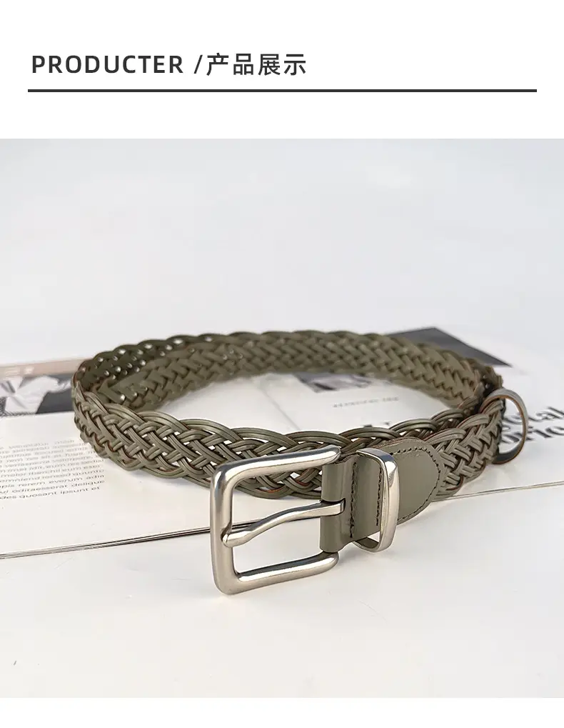 Vintage Braided Women's Belt with Silver Buckle — feature 9