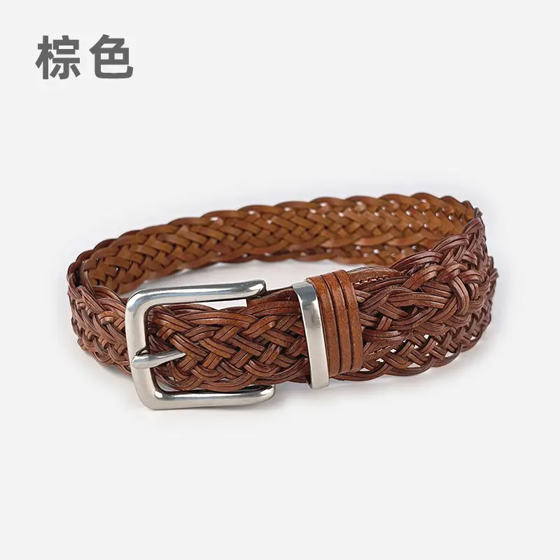Vintage Braided Women's Belt with Silver Buckle - Image 3