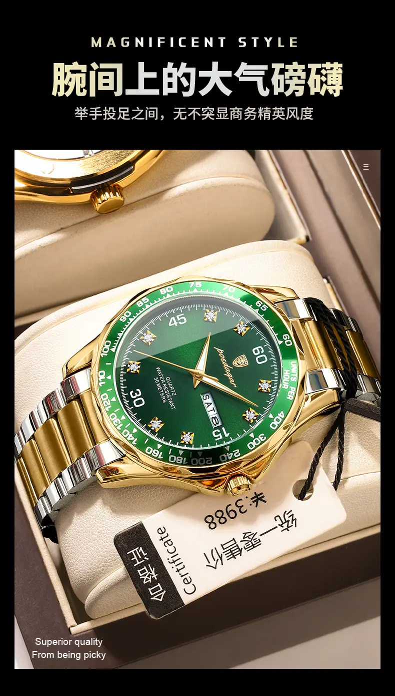 Swiss brand men's watch new fashion waterproof luminous quartz watch live foreign trade explosions a generation of hair — feature 5