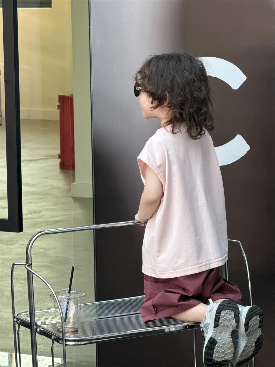 Baby Pink Graphic T-Shirt with Maroon Shorts Set — feature 23