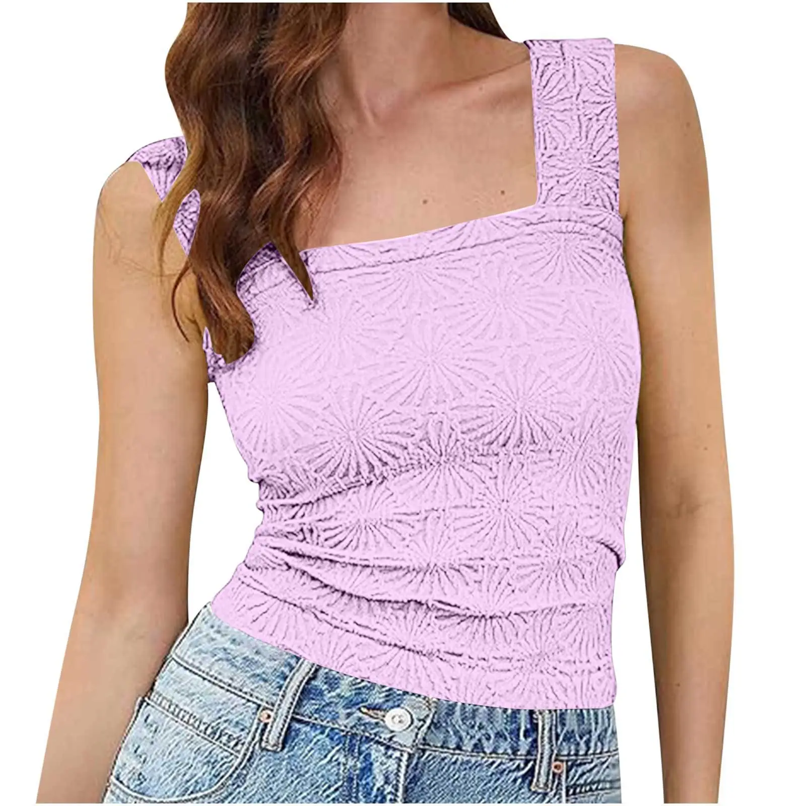 Green Jacquard Square Collar Vest for Women - Image 2