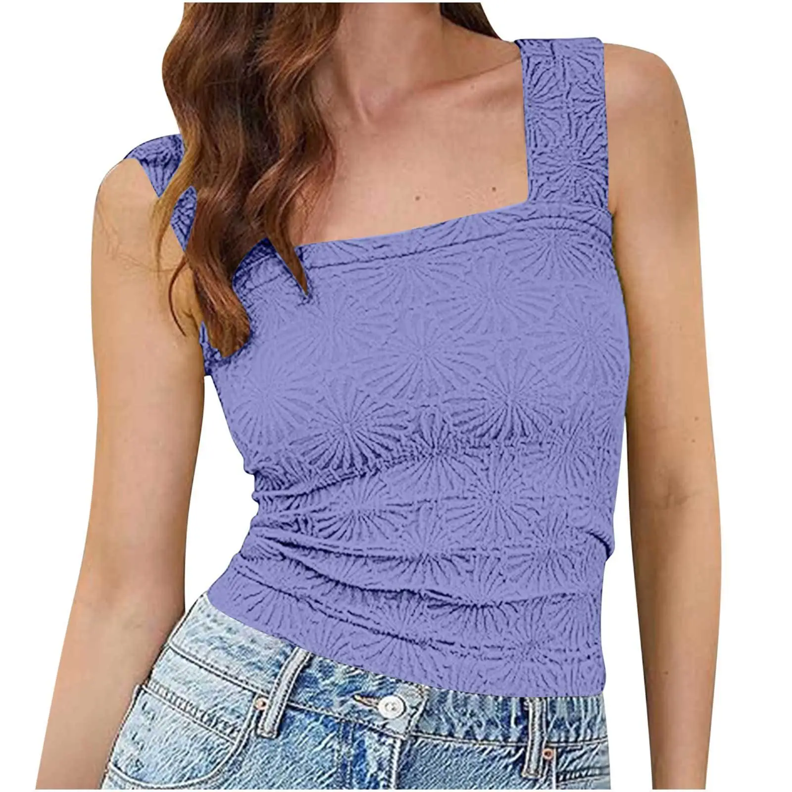 Green Jacquard Square Collar Vest for Women - Image 7