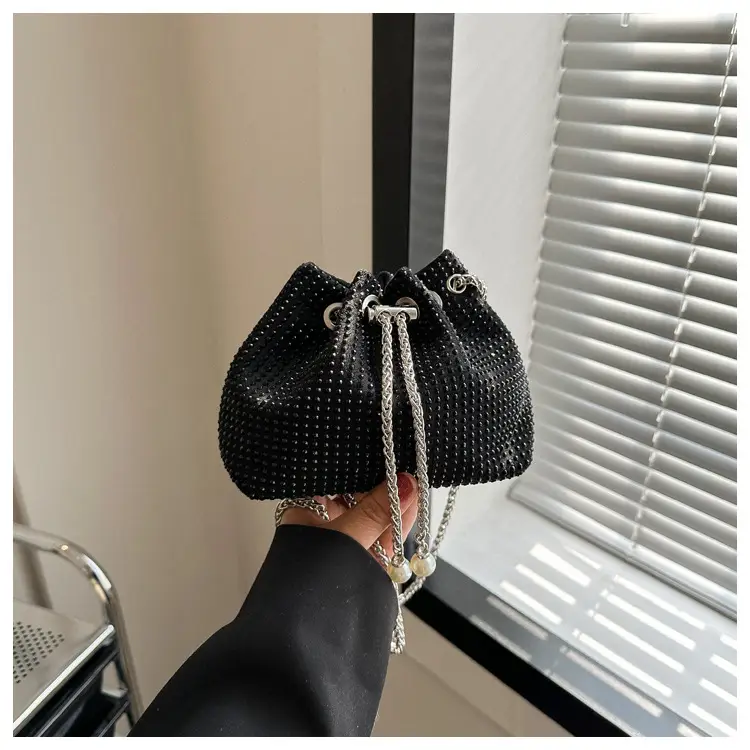 Yellow Chain Diamond Bucket Bag for Women — feature 11