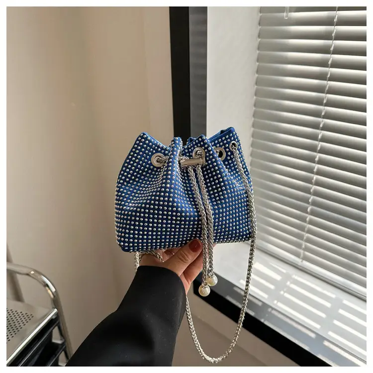 Yellow Chain Diamond Bucket Bag for Women — feature 12