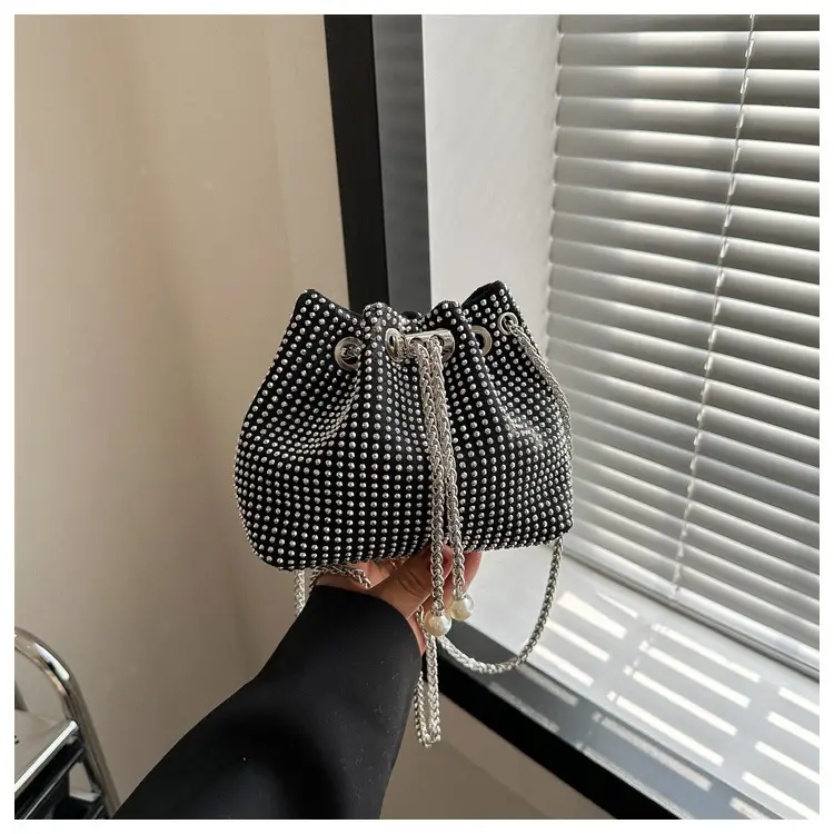 Yellow Chain Diamond Bucket Bag for Women — feature 14