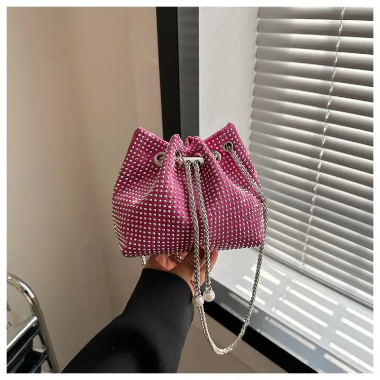 Yellow Chain Diamond Bucket Bag for Women — feature 15