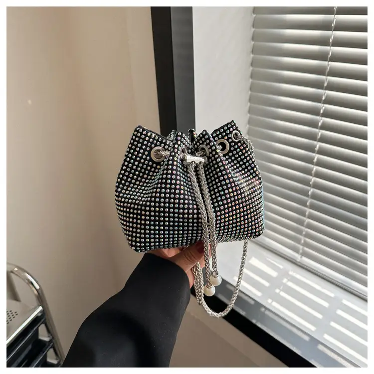 Yellow Chain Diamond Bucket Bag for Women — feature 17
