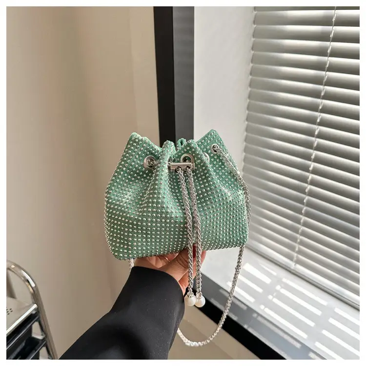 Yellow Chain Diamond Bucket Bag for Women — feature 18