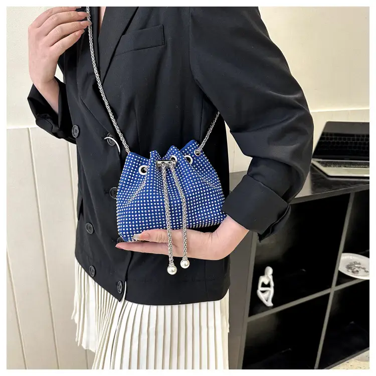 Yellow Chain Diamond Bucket Bag for Women — feature 22