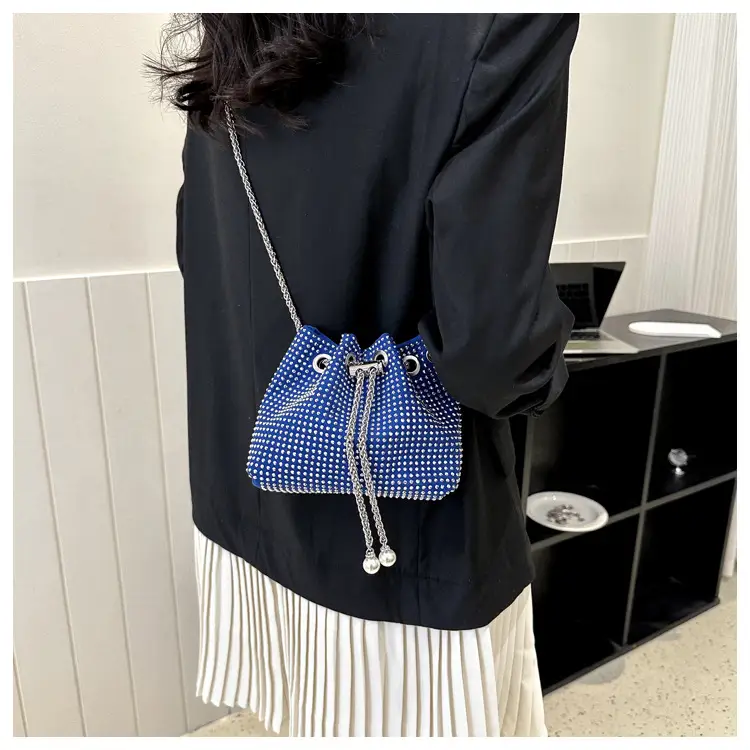 Yellow Chain Diamond Bucket Bag for Women — feature 23