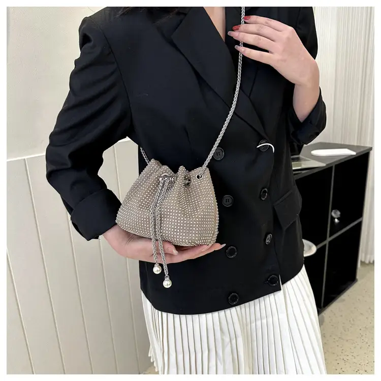 Yellow Chain Diamond Bucket Bag for Women — feature 26