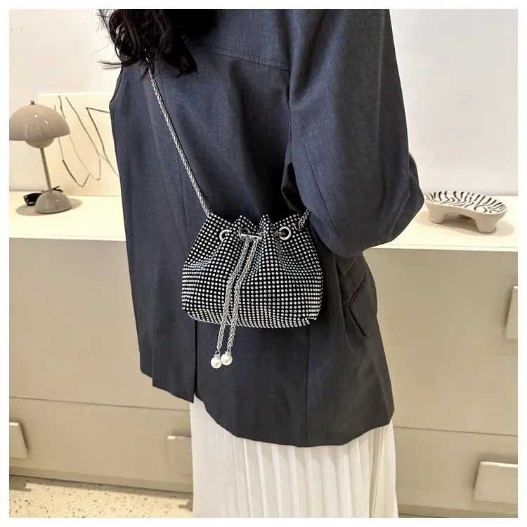 Yellow Chain Diamond Bucket Bag for Women — feature 33