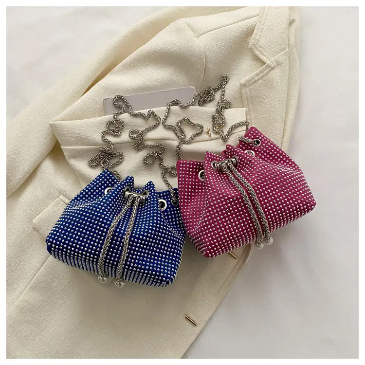 Yellow Chain Diamond Bucket Bag for Women — feature 9