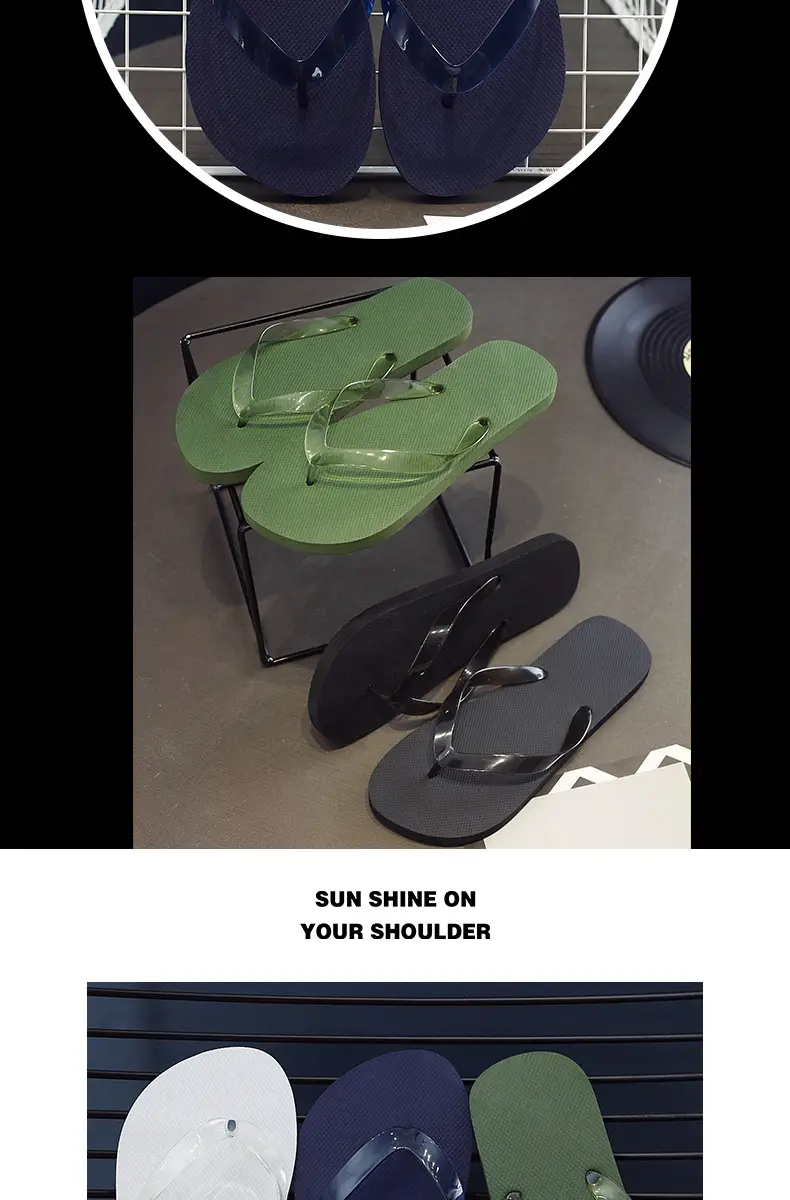 Simple Solid Color Men's Summer Outdoor Flip-Flops Trendy Korean Style Non-Slip Beach Sandals Wholesale — feature 10