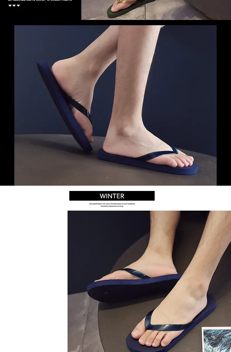 Simple Solid Color Men's Summer Outdoor Flip-Flops Trendy Korean Style Non-Slip Beach Sandals Wholesale — feature 13