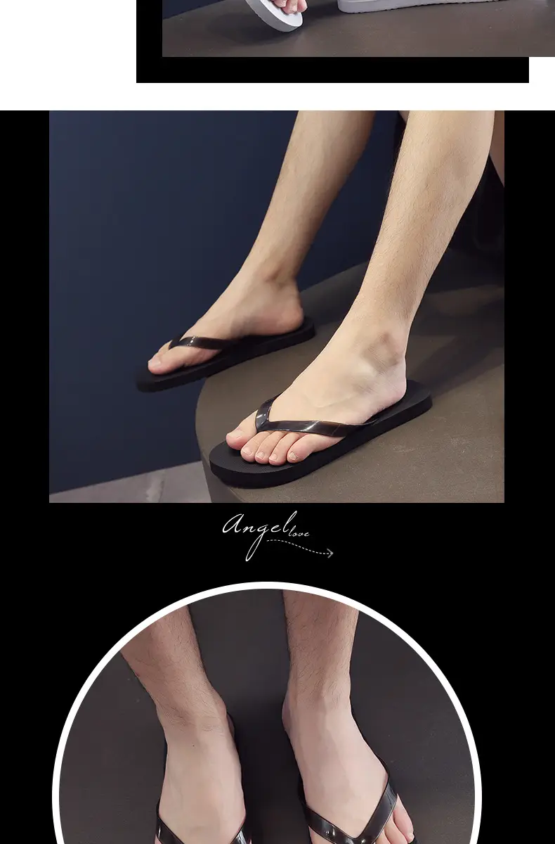 Simple Solid Color Men's Summer Outdoor Flip-Flops Trendy Korean Style Non-Slip Beach Sandals Wholesale — feature 15