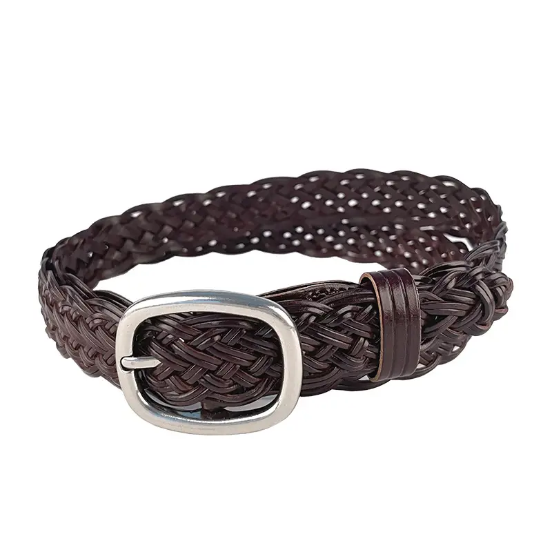White Handwoven Women's Belt with Silver Buckle - Image 11