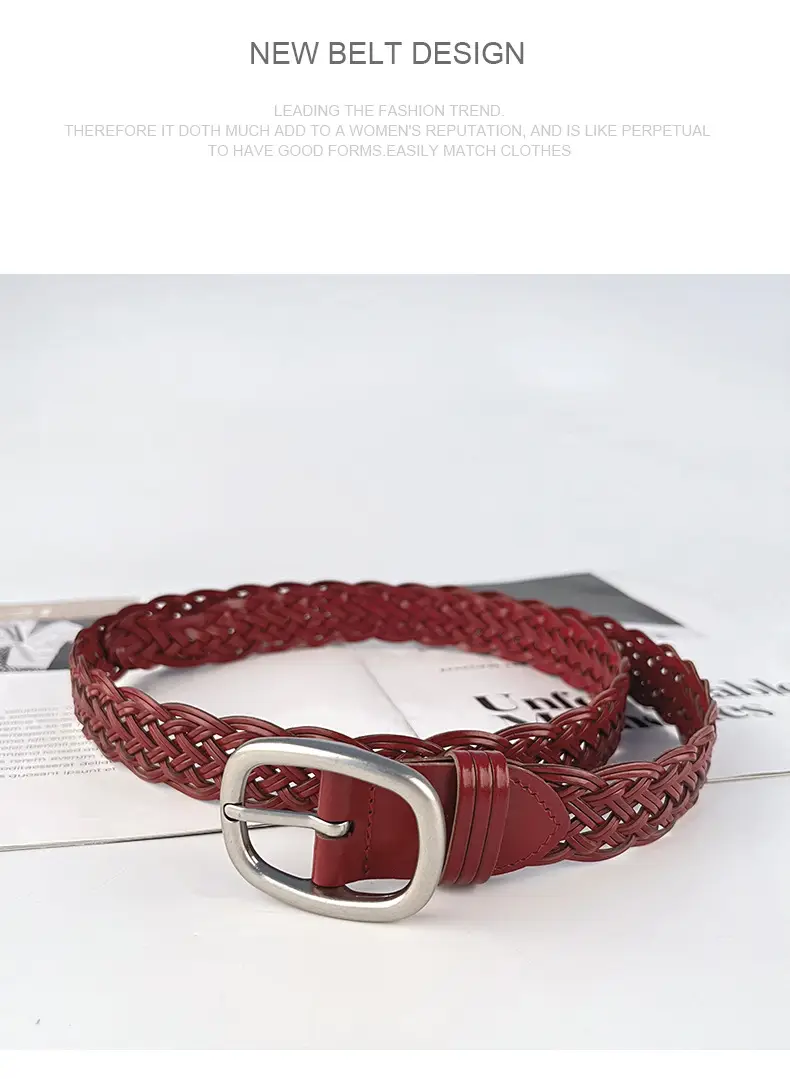 White Handwoven Women's Belt with Silver Buckle — feature 10