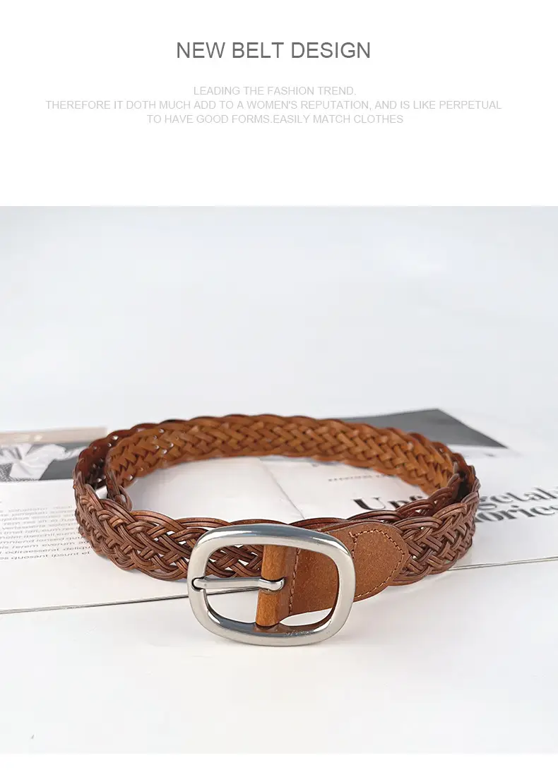 White Handwoven Women's Belt with Silver Buckle — feature 12