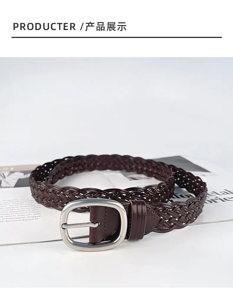 White Handwoven Women's Belt with Silver Buckle — feature 9