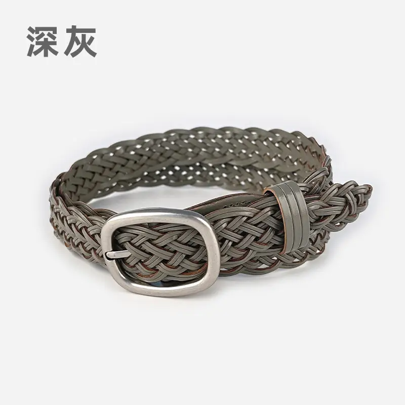 White Handwoven Women's Belt with Silver Buckle - Image 4