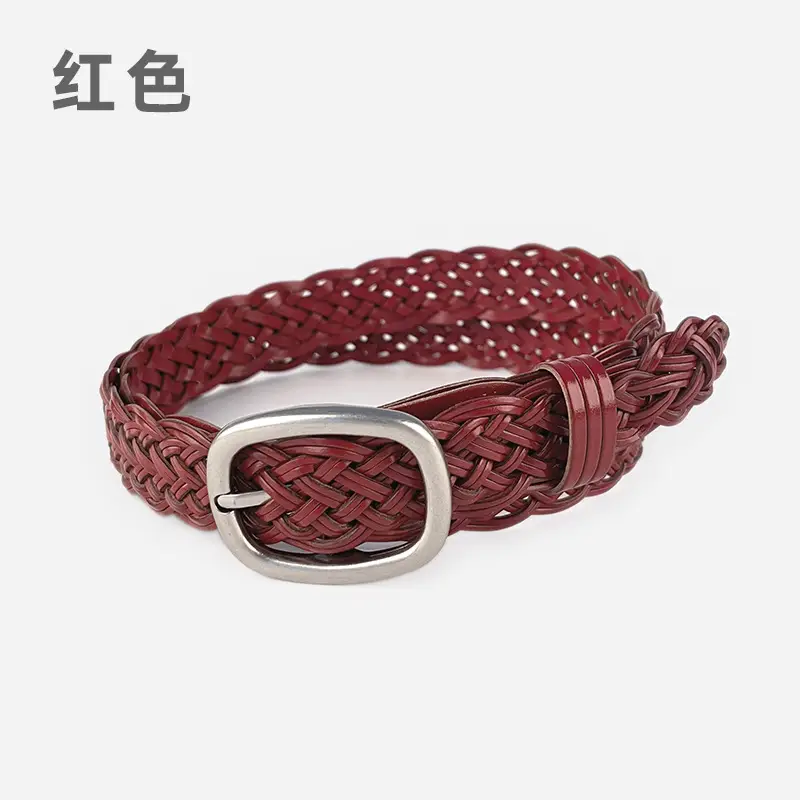 White Handwoven Women's Belt with Silver Buckle - Image 6