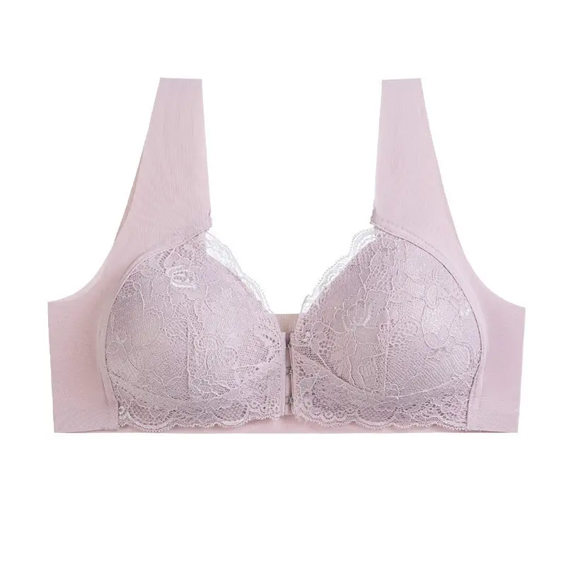 Thin plus size Front Buckle Bra Lace Sexy No Mark No Steel Ring Vest Beautiful Back Adjustable Women's Underwear