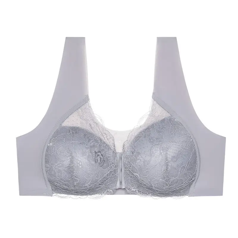Thin plus size Front Buckle Bra Lace Sexy No Mark No Steel Ring Vest Beautiful Back Adjustable Women's Underwear