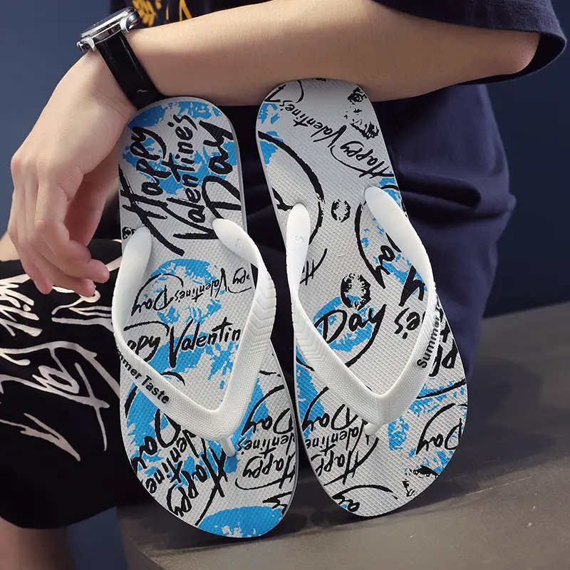 Wholesale Men's Printed Flip Flops Summer Wear