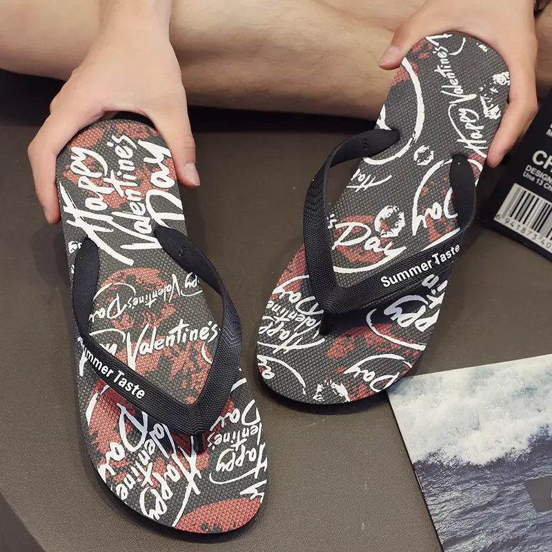 Wholesale Men's Printed Flip Flops Summer Wear