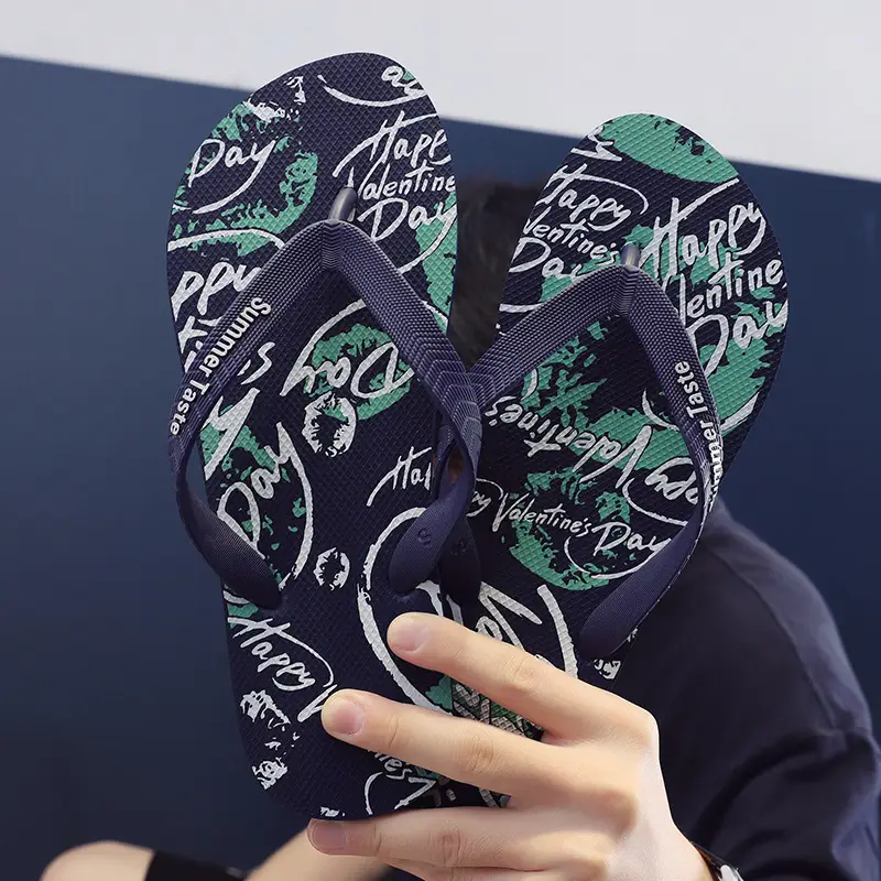 Wholesale Men's Printed Flip Flops Summer Wear