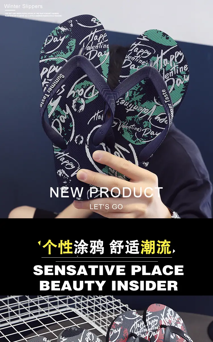 Wholesale Men's Printed Flip Flops Summer Wear — feature 1