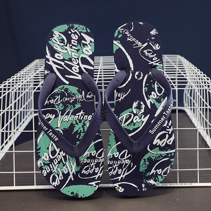 Wholesale Men's Printed Flip Flops Summer Wear