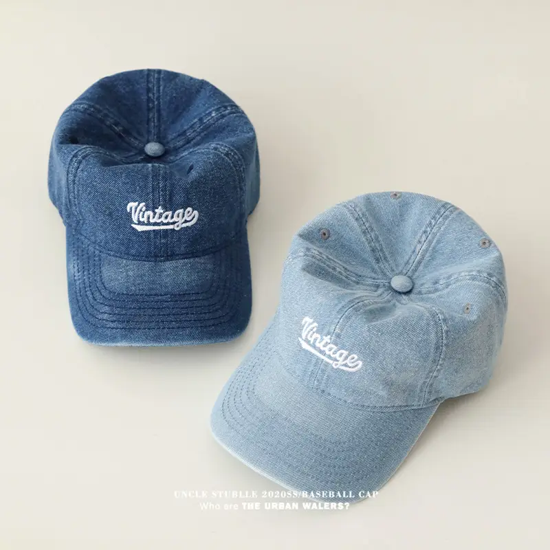 Denim Baseball Cap Four Season Retro Washed Soft Top Sun Visor - Image 7