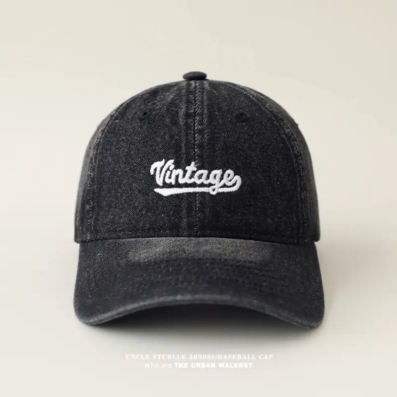Denim Baseball Cap Four Season Retro Washed Soft Top Sun Visor — feature 10