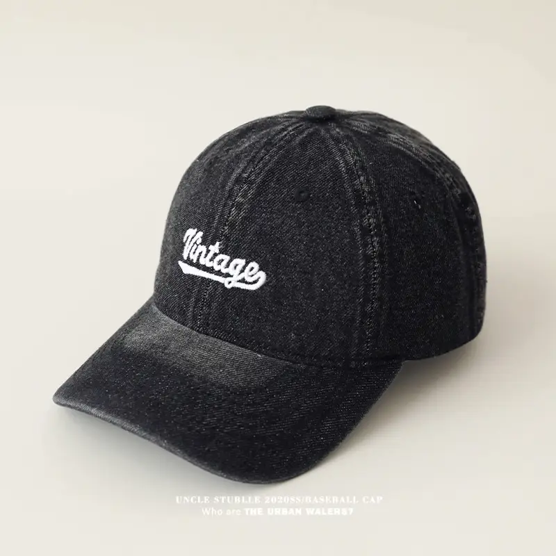 Denim Baseball Cap Four Season Retro Washed Soft Top Sun Visor — feature 11