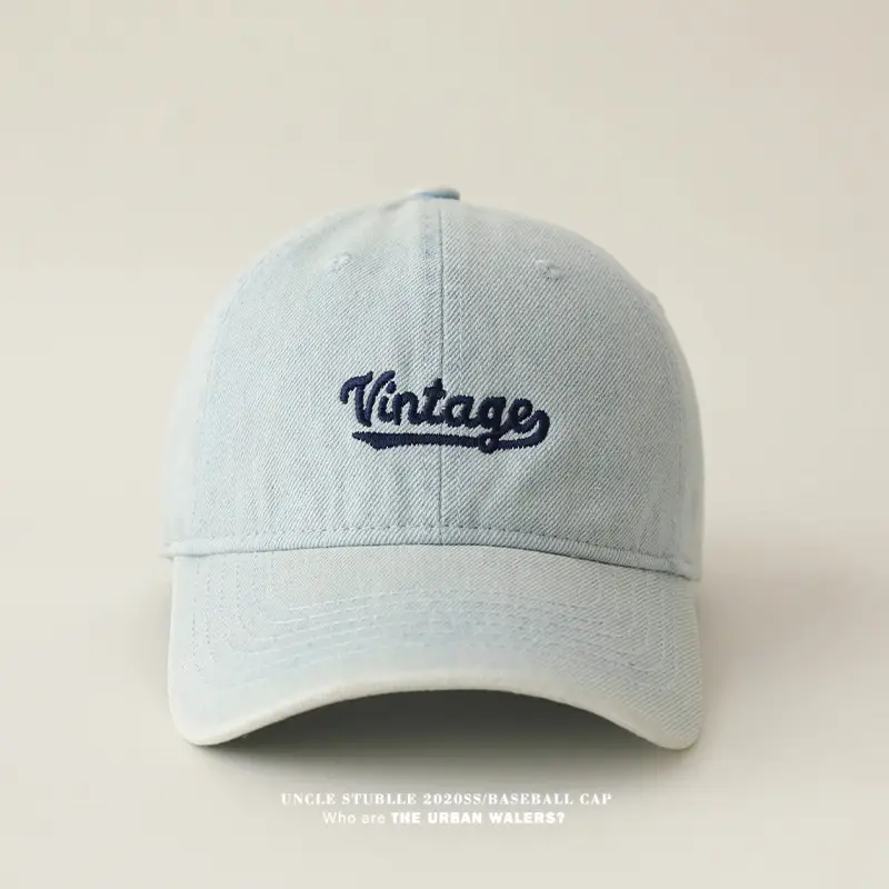 Denim Baseball Cap Four Season Retro Washed Soft Top Sun Visor — feature 3