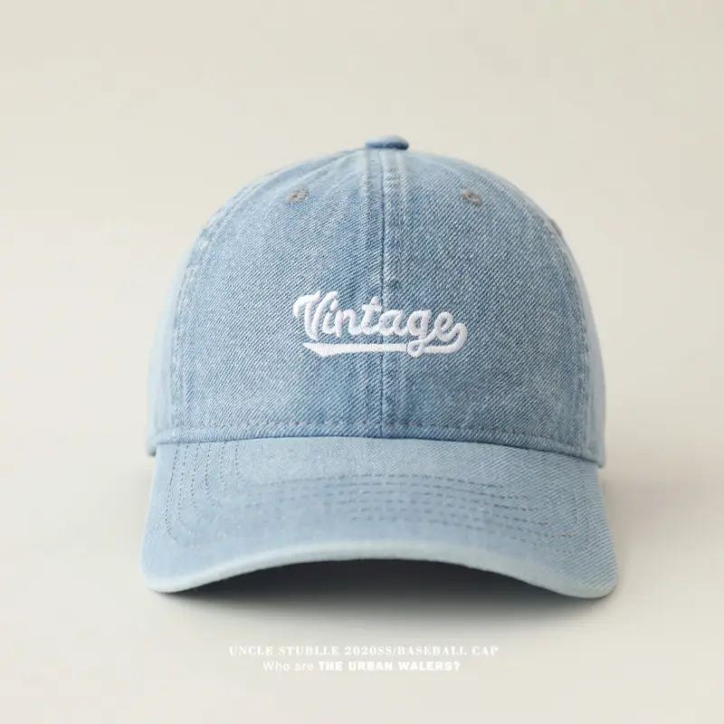 Denim Baseball Cap Four Season Retro Washed Soft Top Sun Visor — feature 4