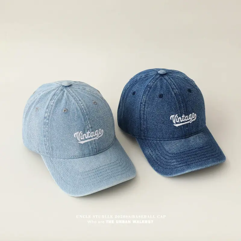 Denim Baseball Cap Four Season Retro Washed Soft Top Sun Visor — feature 7