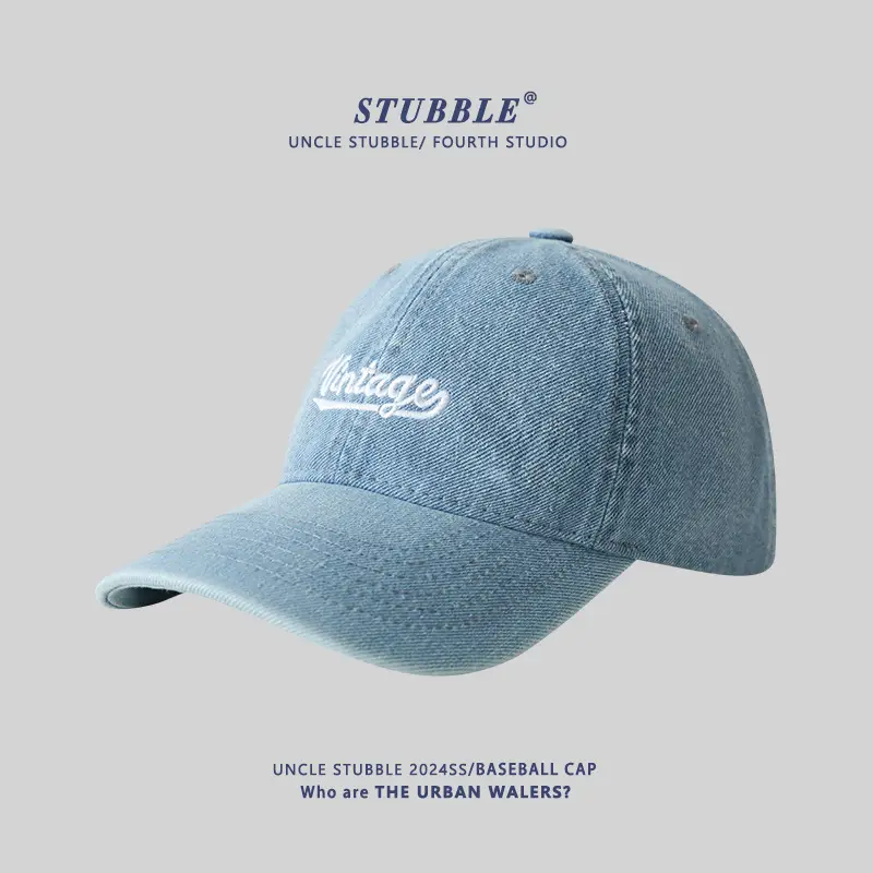 Denim Baseball Cap Four Season Retro Washed Soft Top Sun Visor - Image 2