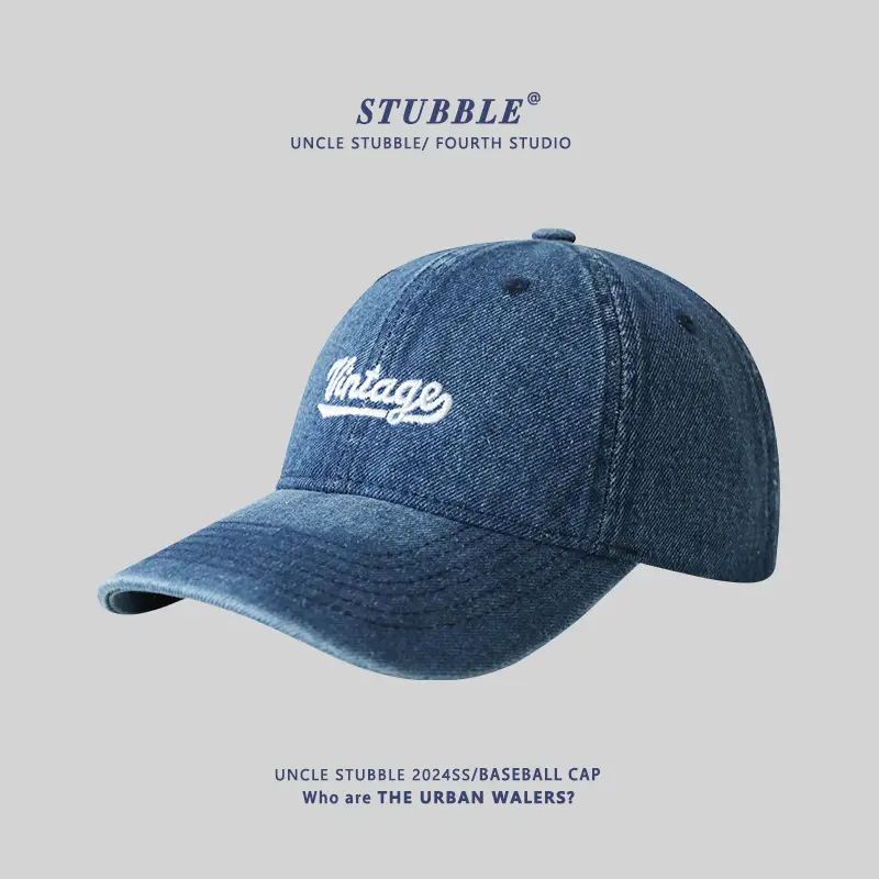 Denim Baseball Cap Four Season Retro Washed Soft Top Sun Visor - Image 3