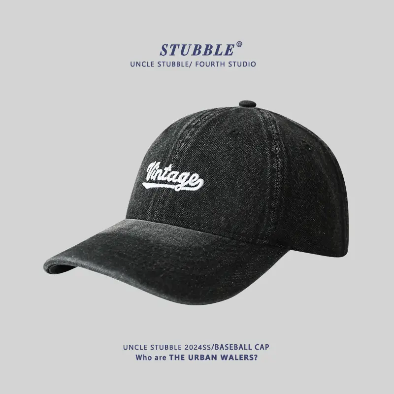 Denim Baseball Cap Four Season Retro Washed Soft Top Sun Visor - Image 4