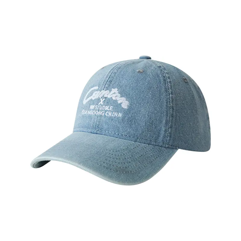 Men's Wash Water Denim Baseball Cap with Korean Letter Embroidery - Image 8