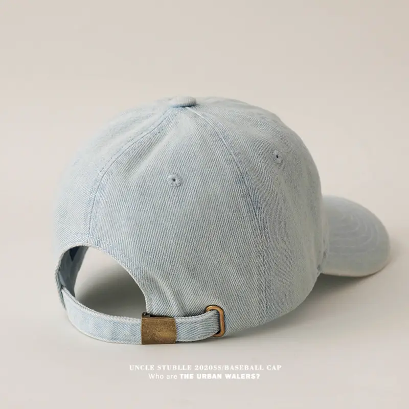 Men's Wash Water Denim Baseball Cap with Korean Letter Embroidery — feature 4