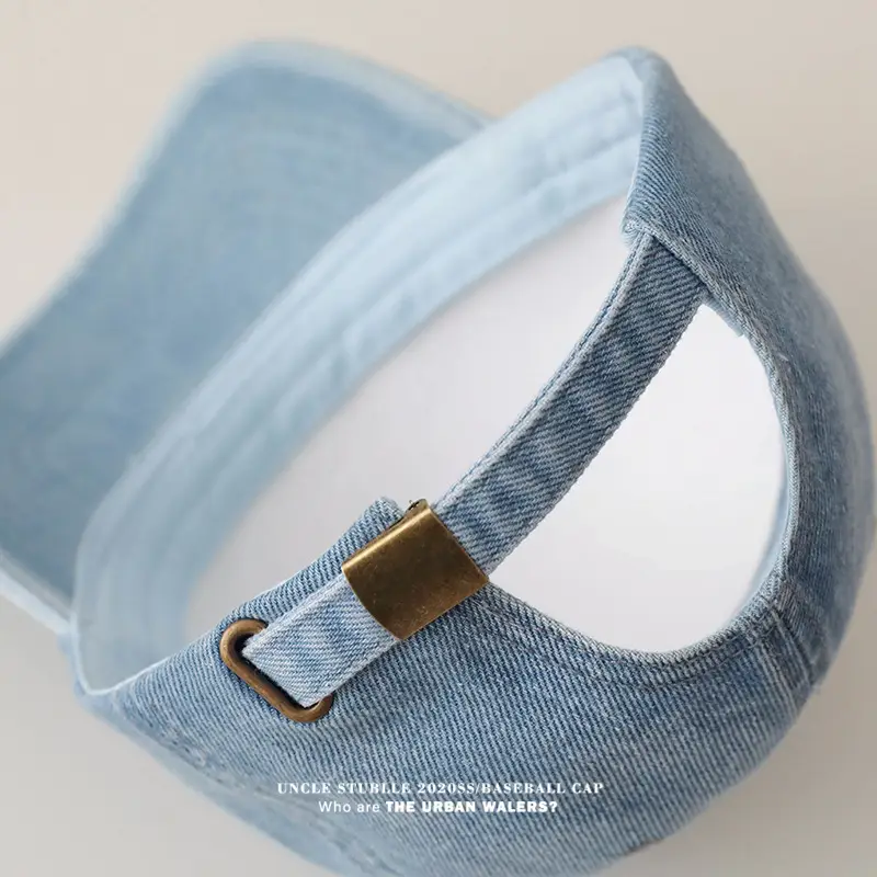 Men's Wash Water Denim Baseball Cap with Korean Letter Embroidery — feature 9