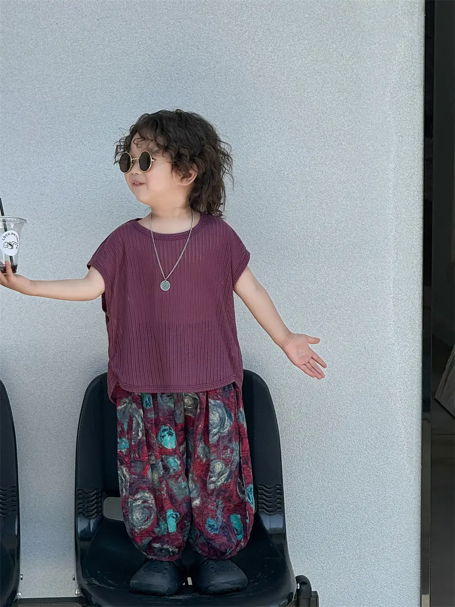 Baby's Maroon T-Shirt Thin Boy's 2025 Summer Wear — feature 16