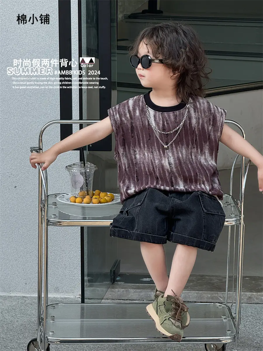 Boys Summer Sleeveless T-Shirt Kids 2025 Korean Style - Image 3