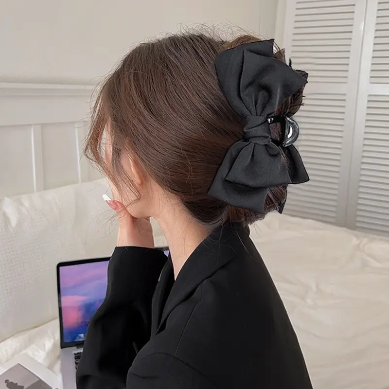 Cream Big Bow Hair Clip for Women 2024 - Image 8
