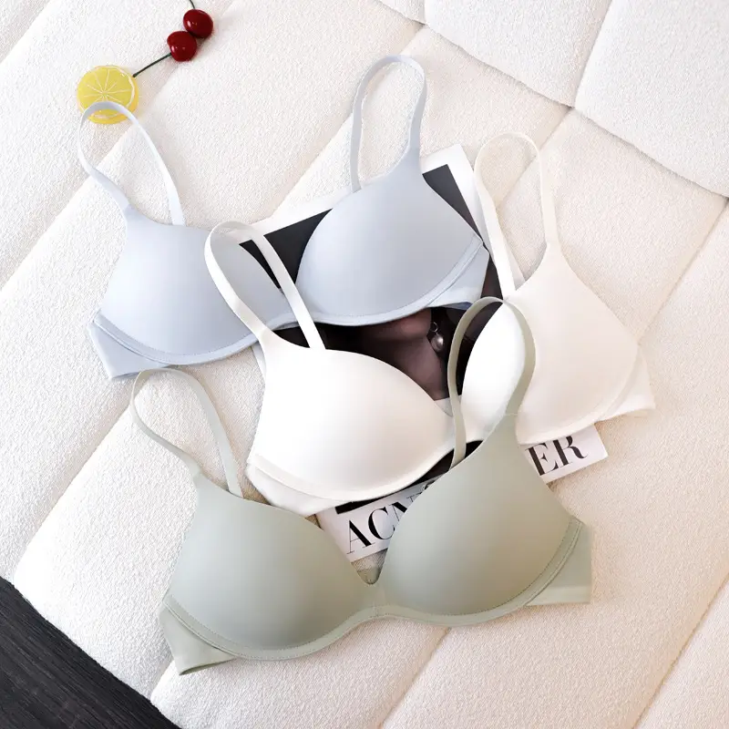 Authentic Zhi Qu Small Bust Push-Up Bra for Women, French Triangle Cup, Seamless, Wireless, Sexy White Bra