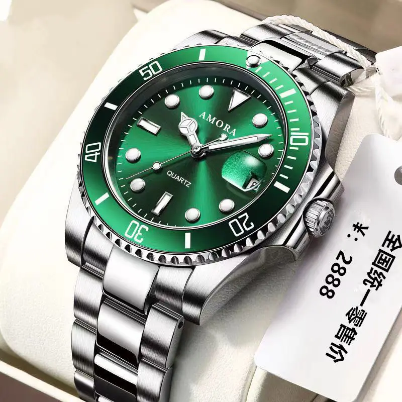 Men's Green Quartz Watch with Calendar & Waterproof Design — feature 5
